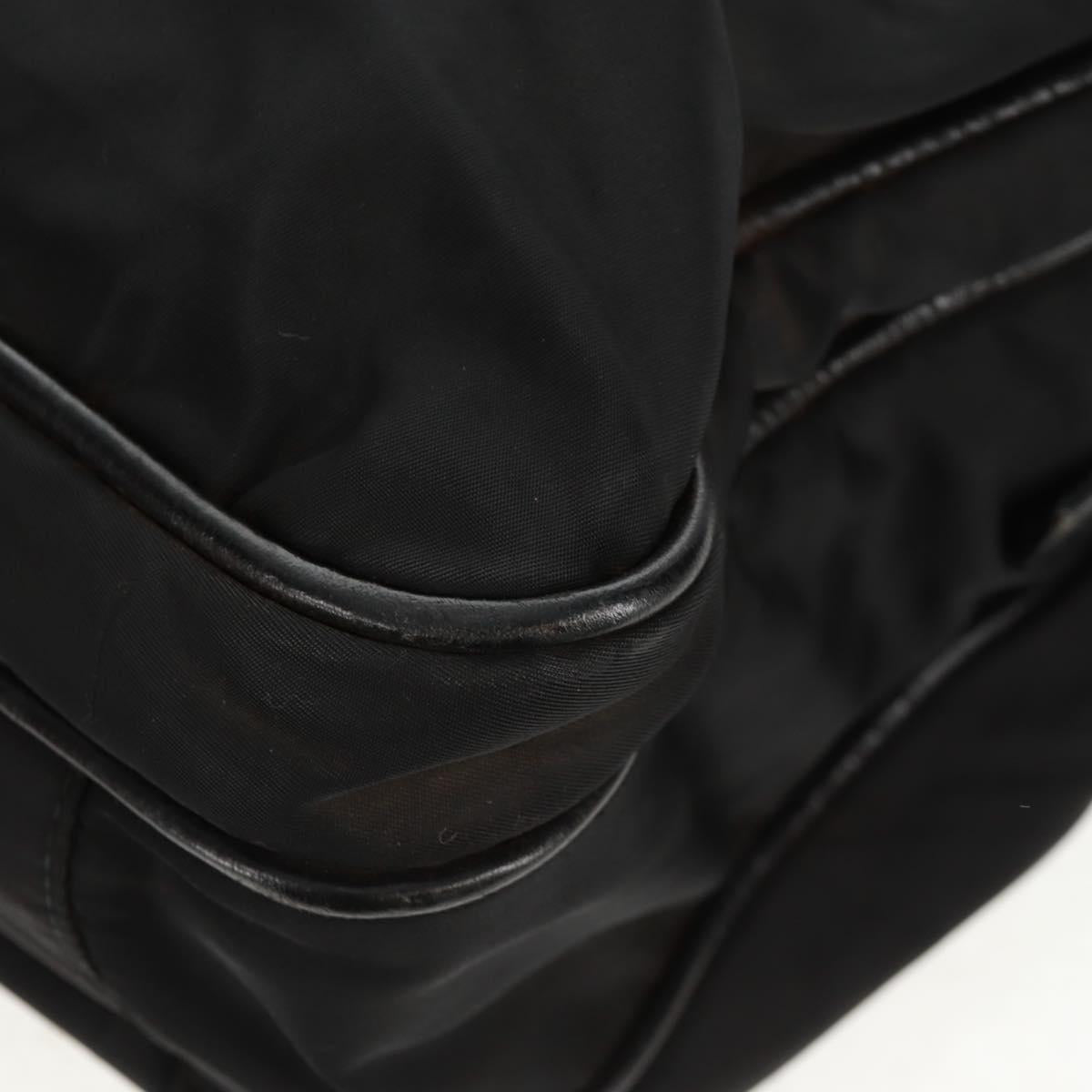 PRADA Hand Bag Nylon Leather Black Silver Auth bs32080
