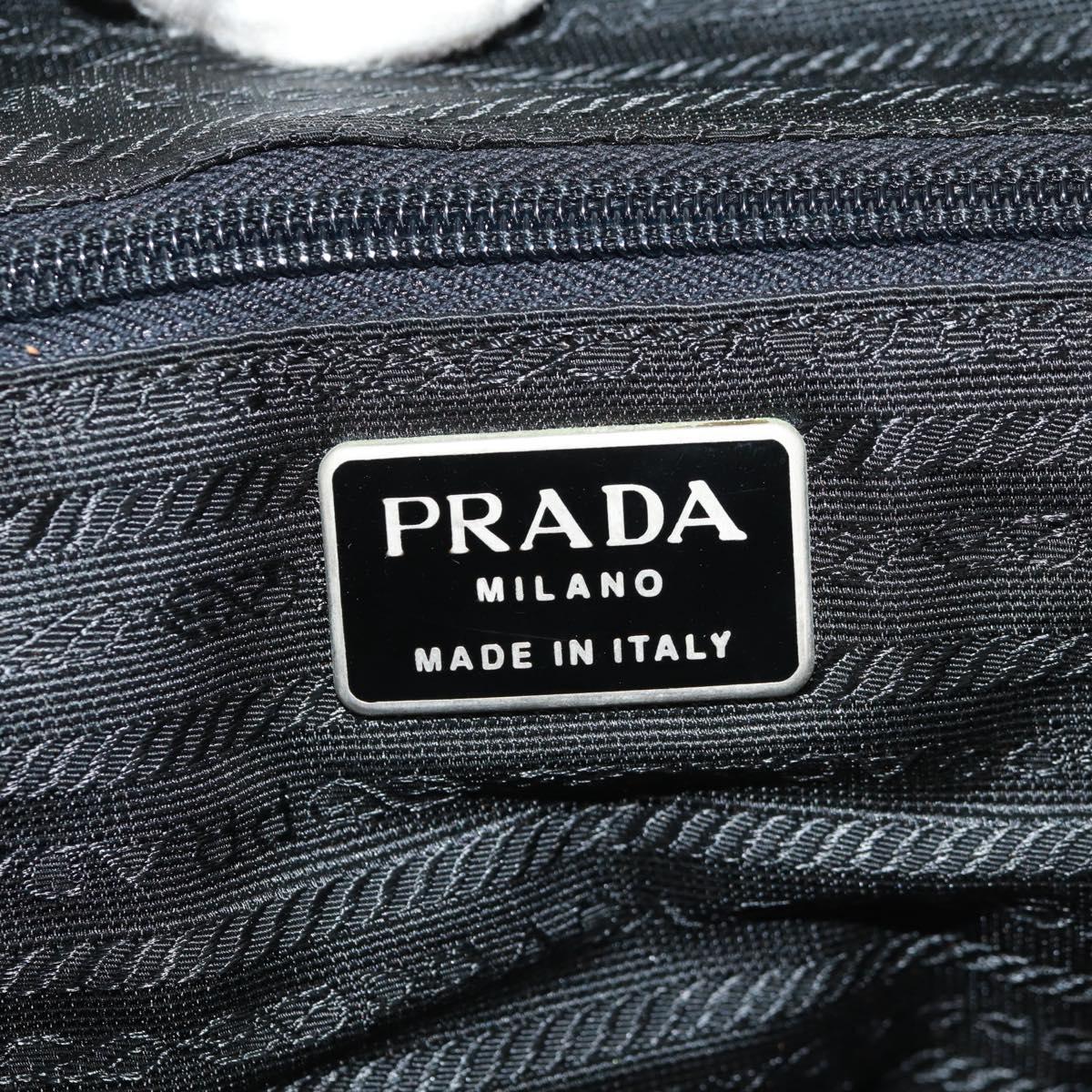 PRADA Hand Bag Nylon Leather Black Silver Auth bs32080