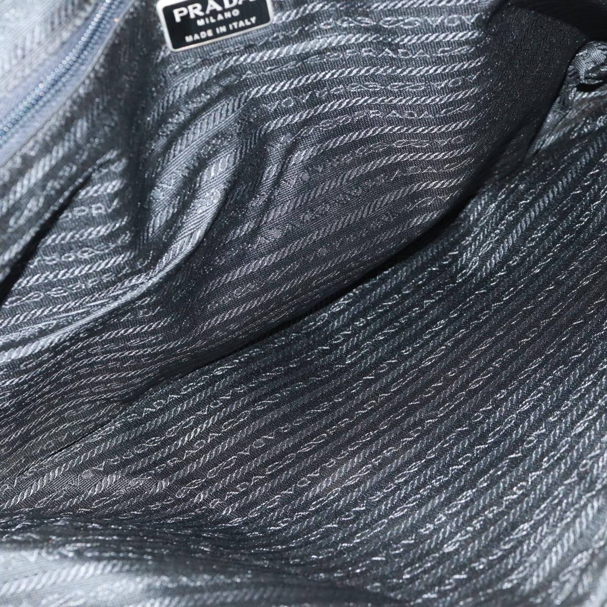 PRADA Hand Bag Nylon Leather Black Silver Auth bs32080