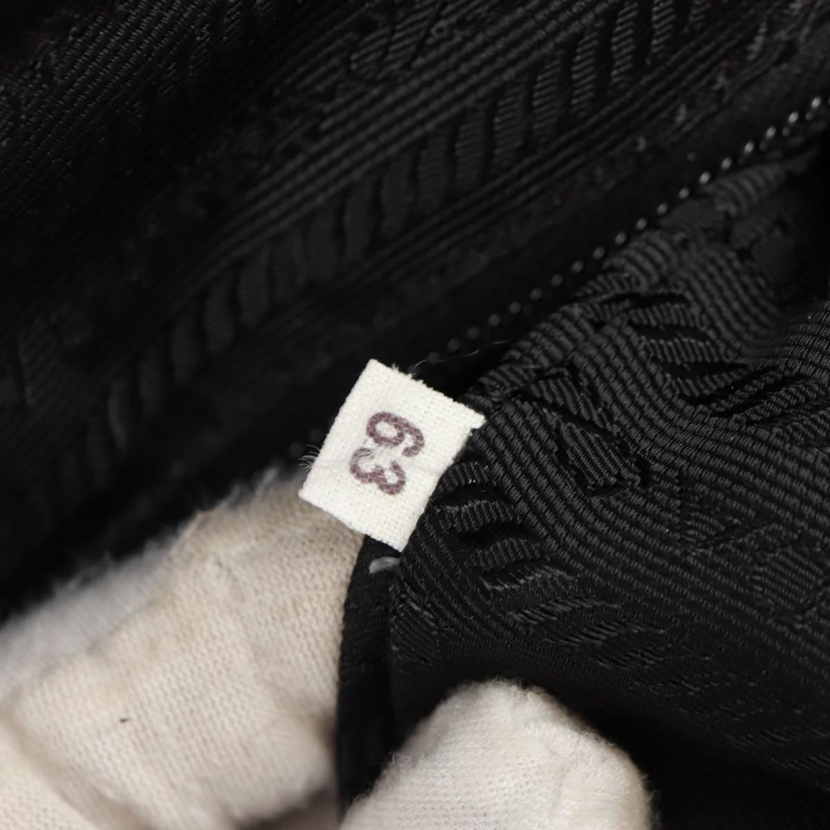 PRADA Hand Bag Nylon Leather Black Silver Auth bs32080