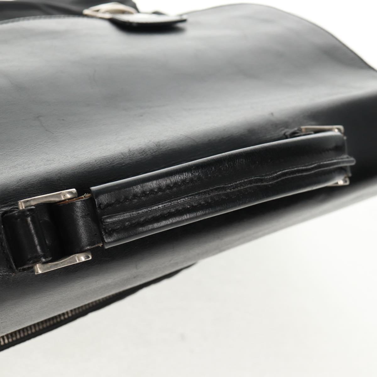 PRADA Hand Bag Nylon Leather Black Silver Auth bs32080