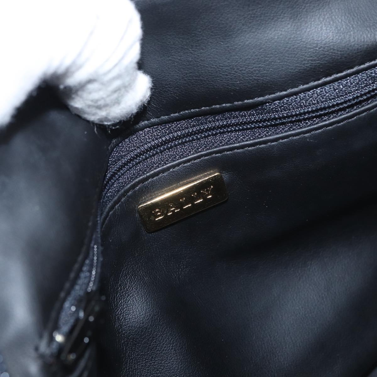 BALLY Chain Shoulder Bag Leather Gray Gold Auth bs32085