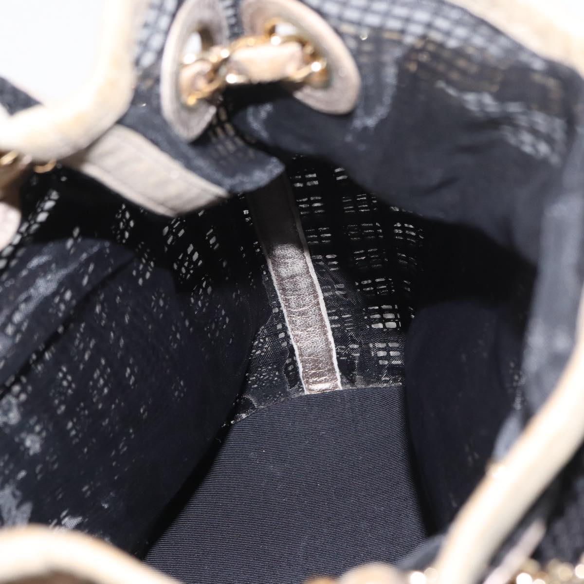 CHANEL Chain Shoulder Bag Nylon Leather Black Gold CC Auth bs32086