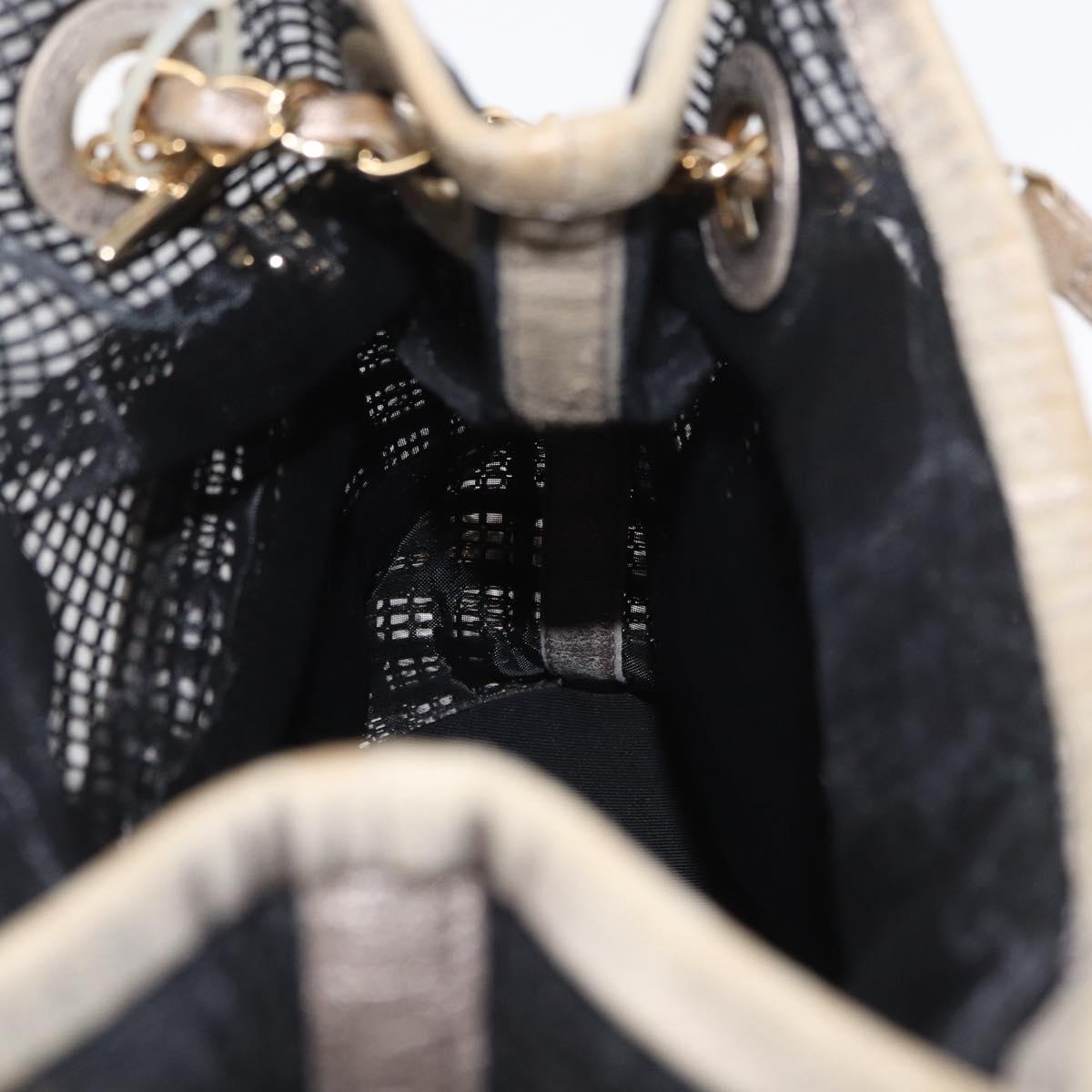 CHANEL Chain Shoulder Bag Nylon Leather Black Gold CC Auth bs32086