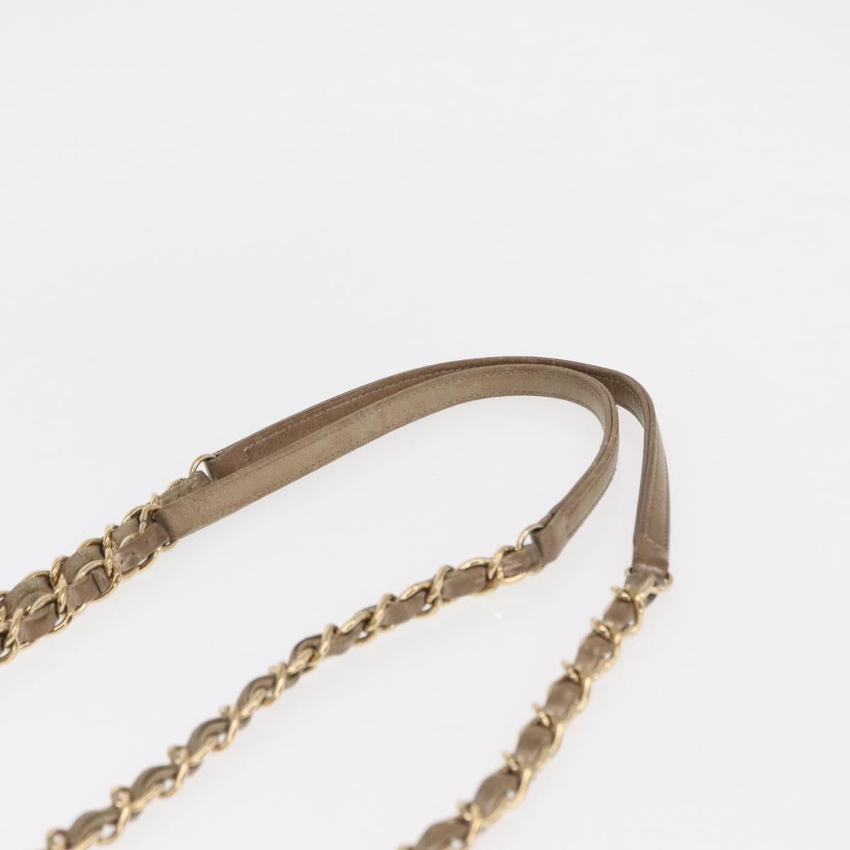 CHANEL Chain Shoulder Bag Nylon Leather Black Gold CC Auth bs32086