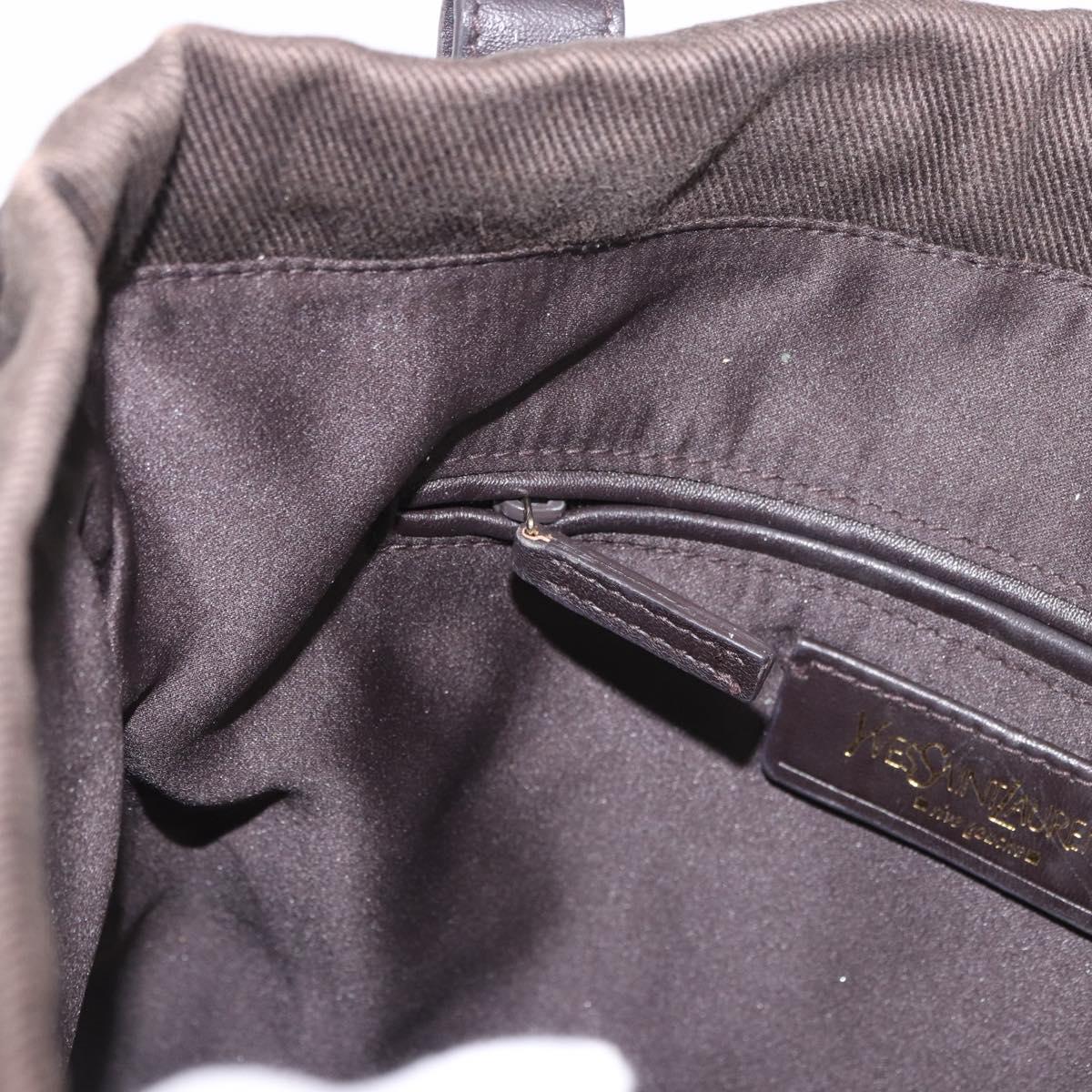SAINT LAURENT Tote Bag Canvas Black Silver 123435 Auth bs32088