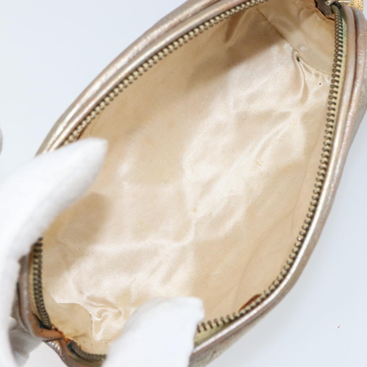CHANEL Matelasse Pouch Leather Champagne Gold CC Auth bs32089