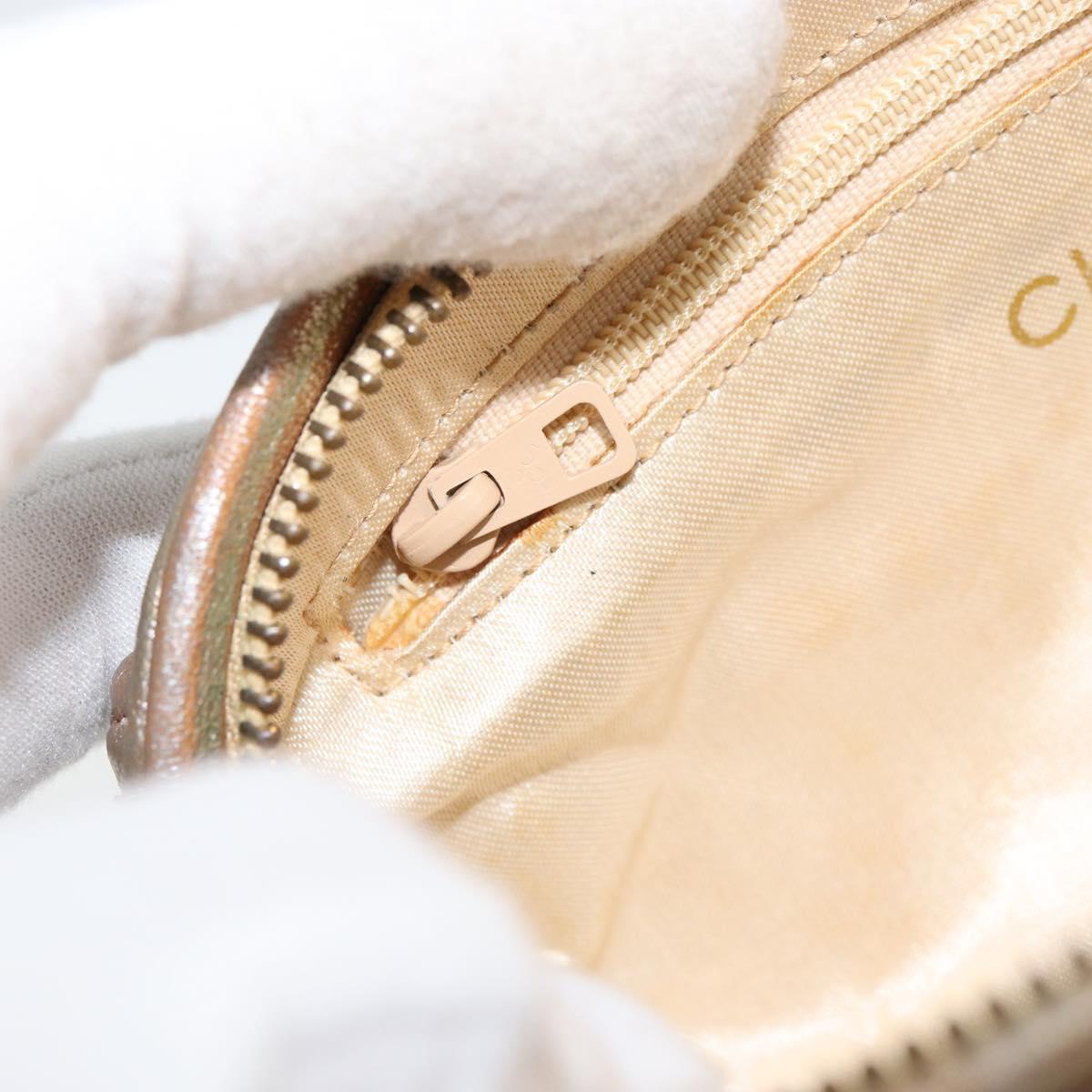 CHANEL Matelasse Pouch Leather Champagne Gold CC Auth bs32089