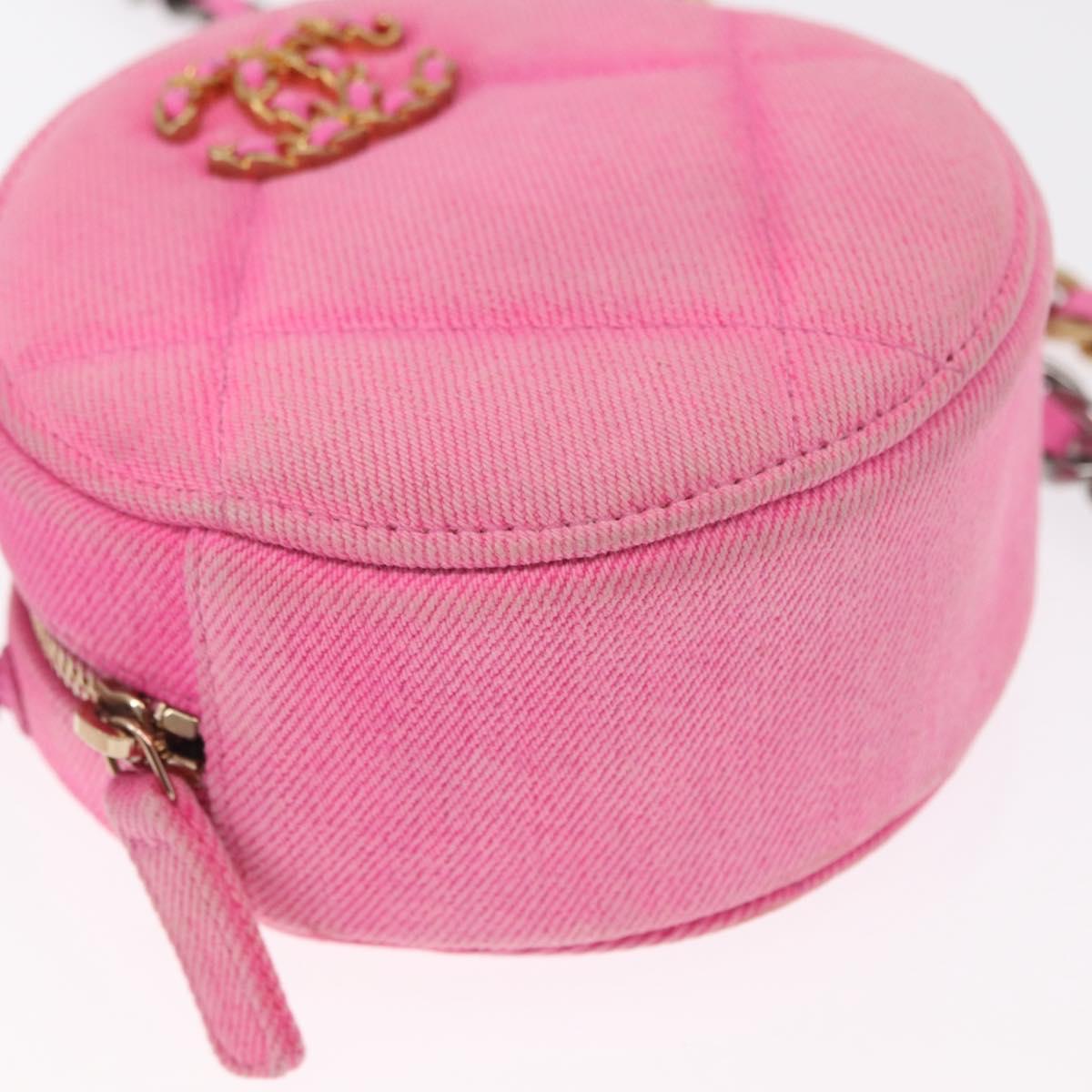 CHANEL Matelasse Chain Shoulder Bag Canvas Pink Gold CC Auth bs32090
