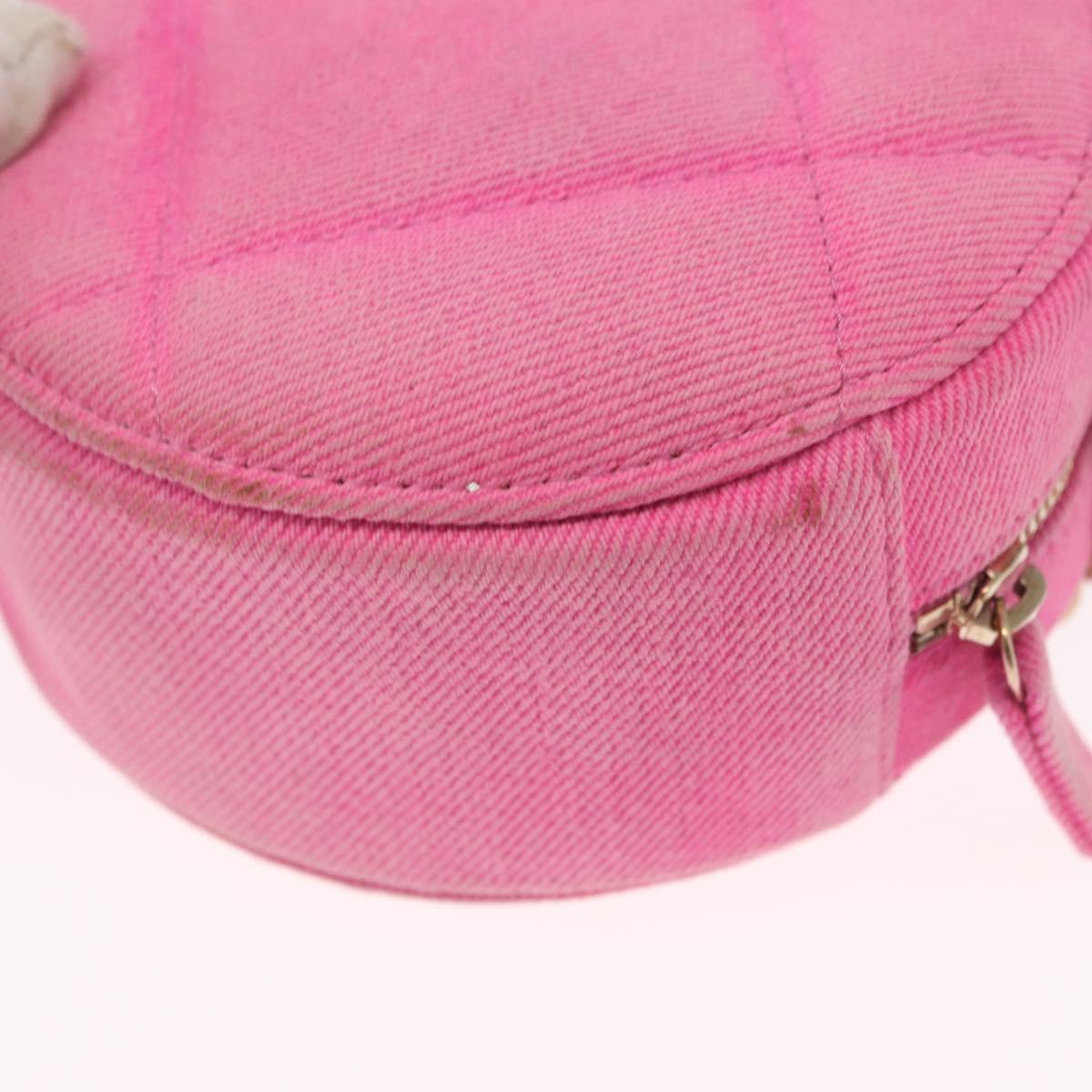 CHANEL Matelasse Chain Shoulder Bag Canvas Pink Gold CC Auth bs32090