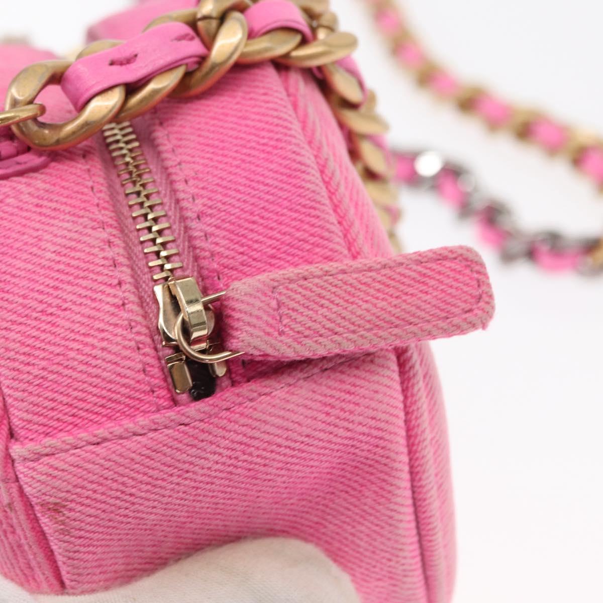 CHANEL Matelasse Chain Shoulder Bag Canvas Pink Gold CC Auth bs32090