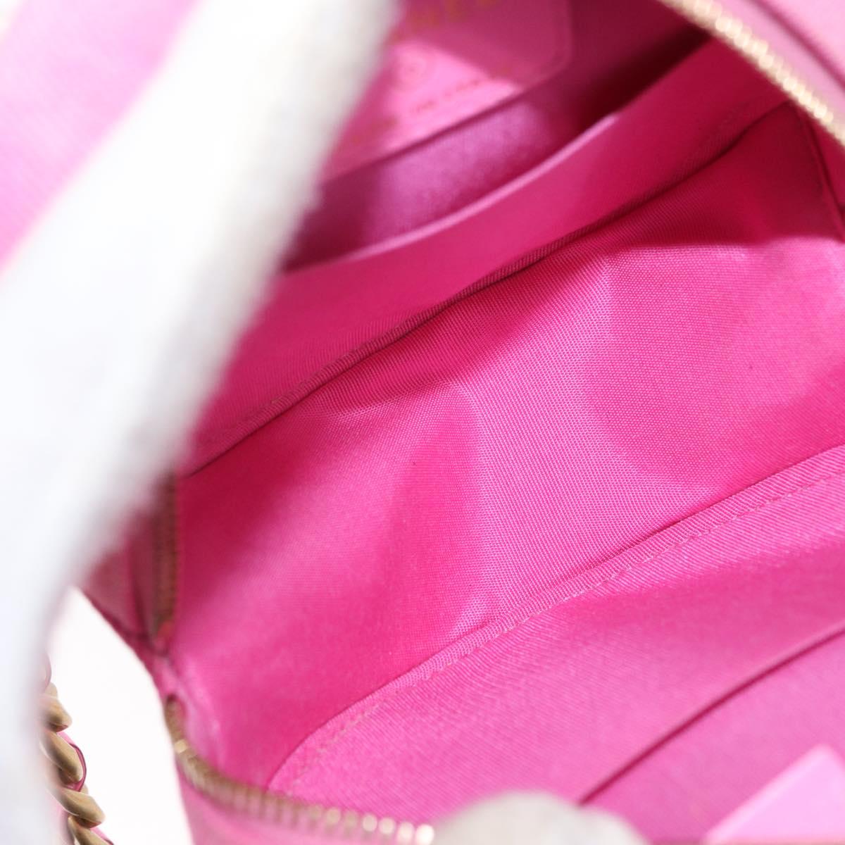 CHANEL Matelasse Chain Shoulder Bag Canvas Pink Gold CC Auth bs32090