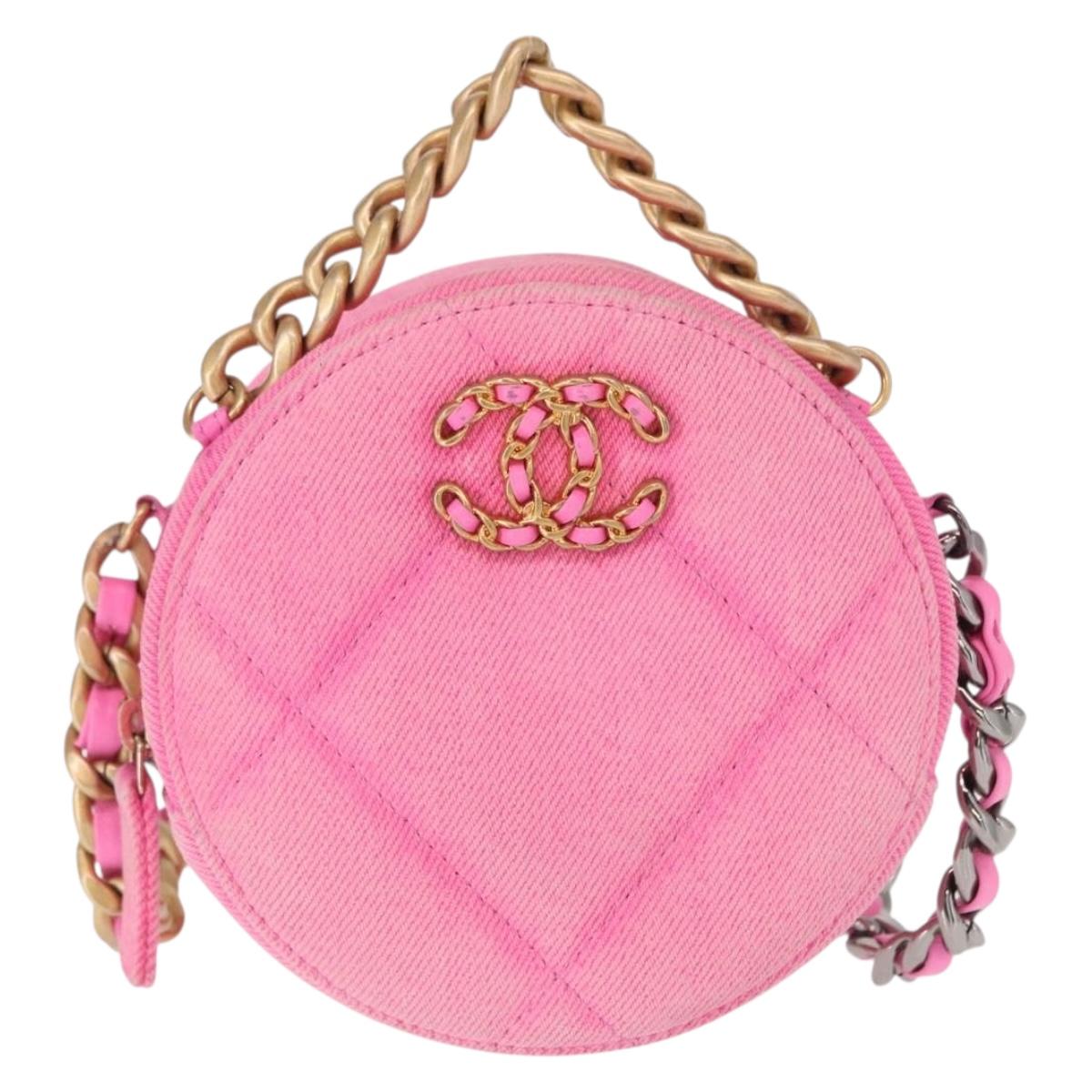 CHANEL Matelasse Chain Shoulder Bag Canvas Pink Gold CC Auth bs32090