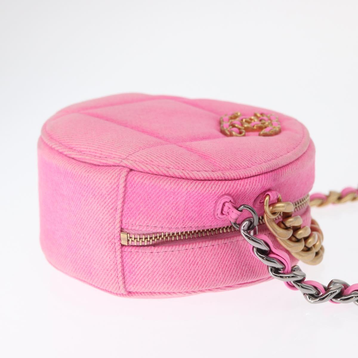 CHANEL Matelasse Chain Shoulder Bag Canvas Pink Gold CC Auth bs32090