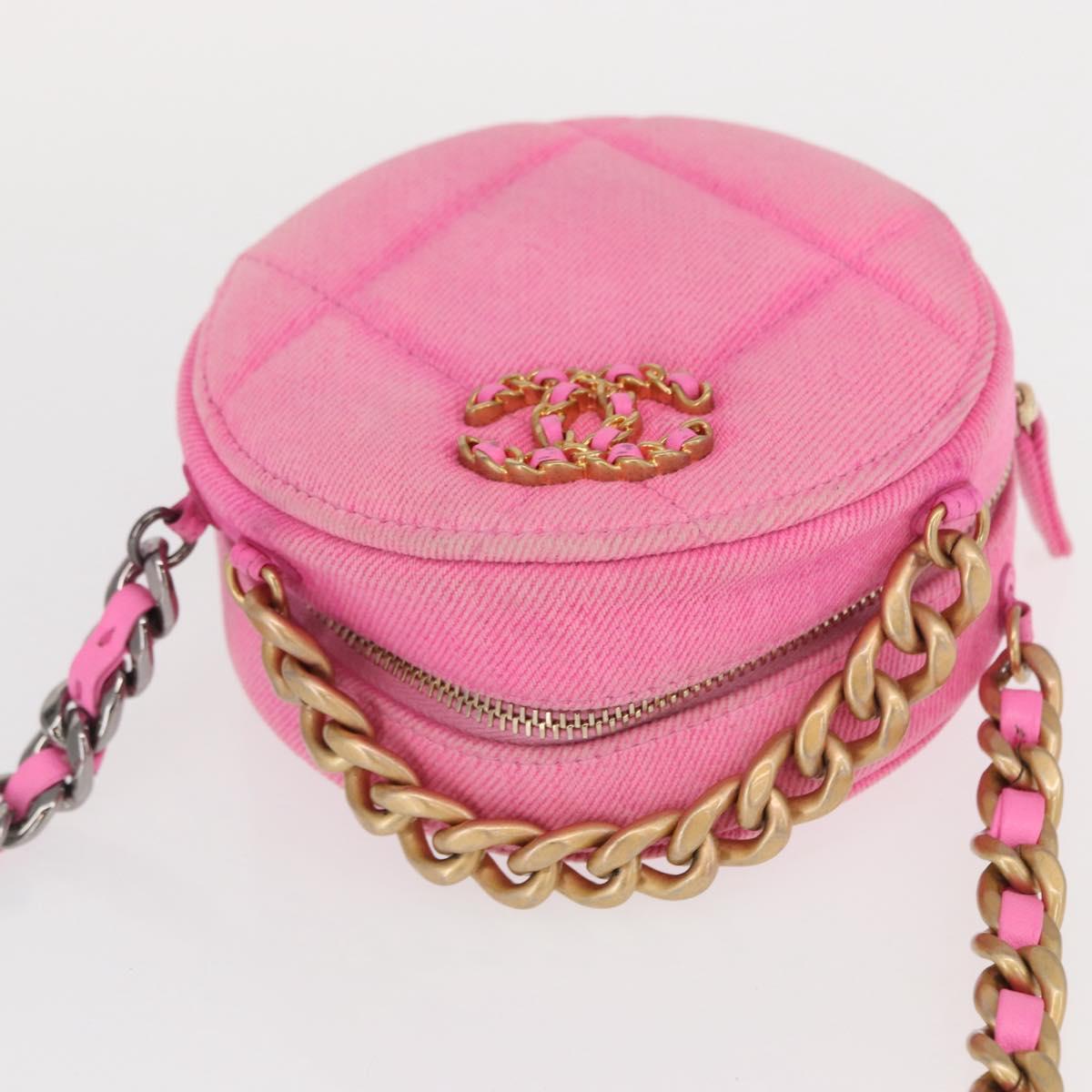 CHANEL Matelasse Chain Shoulder Bag Canvas Pink Gold CC Auth bs32090