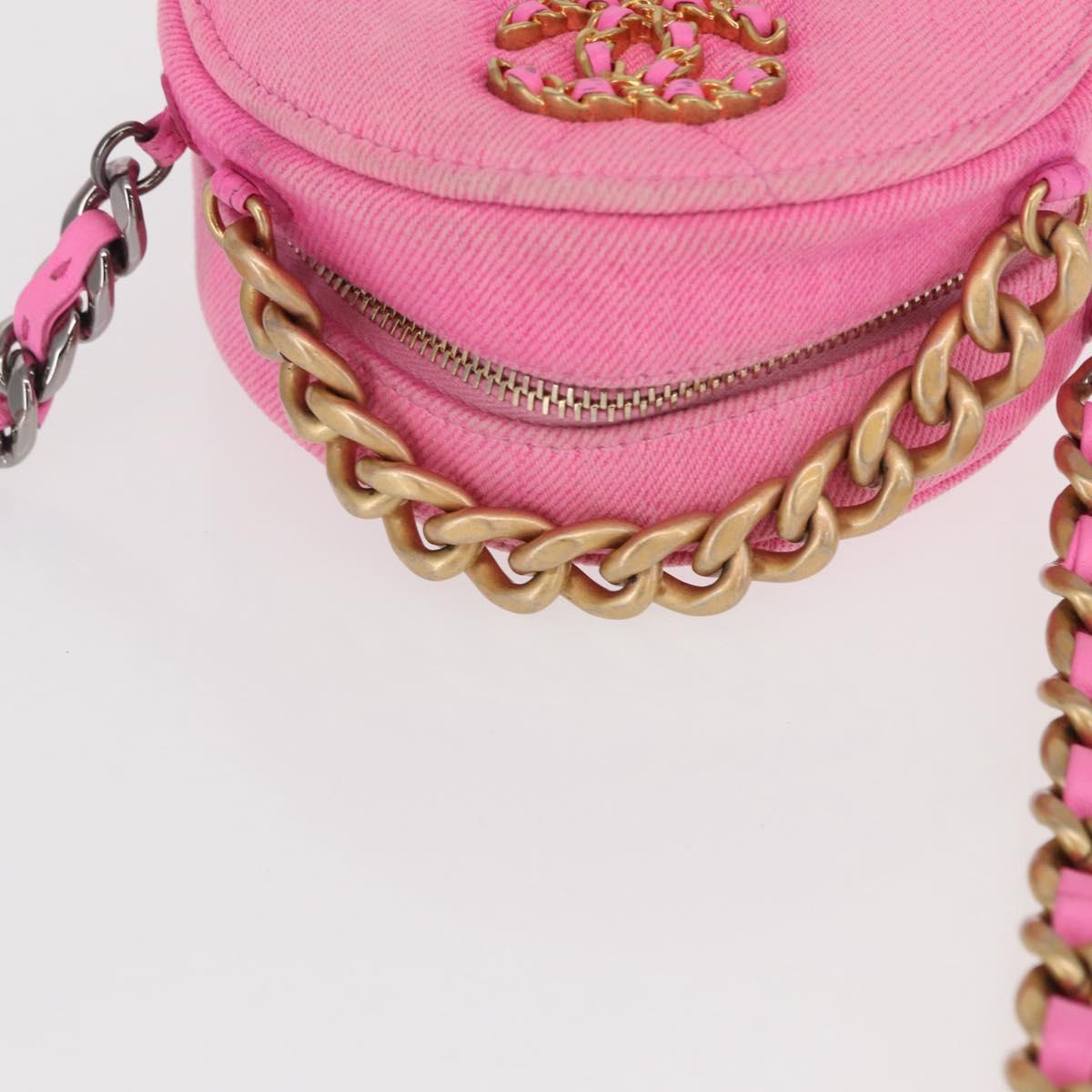 CHANEL Matelasse Chain Shoulder Bag Canvas Pink Gold CC Auth bs32090