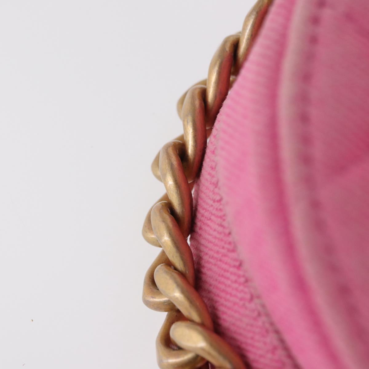 CHANEL Matelasse Chain Shoulder Bag Canvas Pink Gold CC Auth bs32090