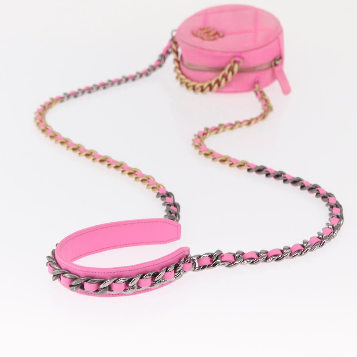CHANEL Matelasse Chain Shoulder Bag Canvas Pink Gold CC Auth bs32090