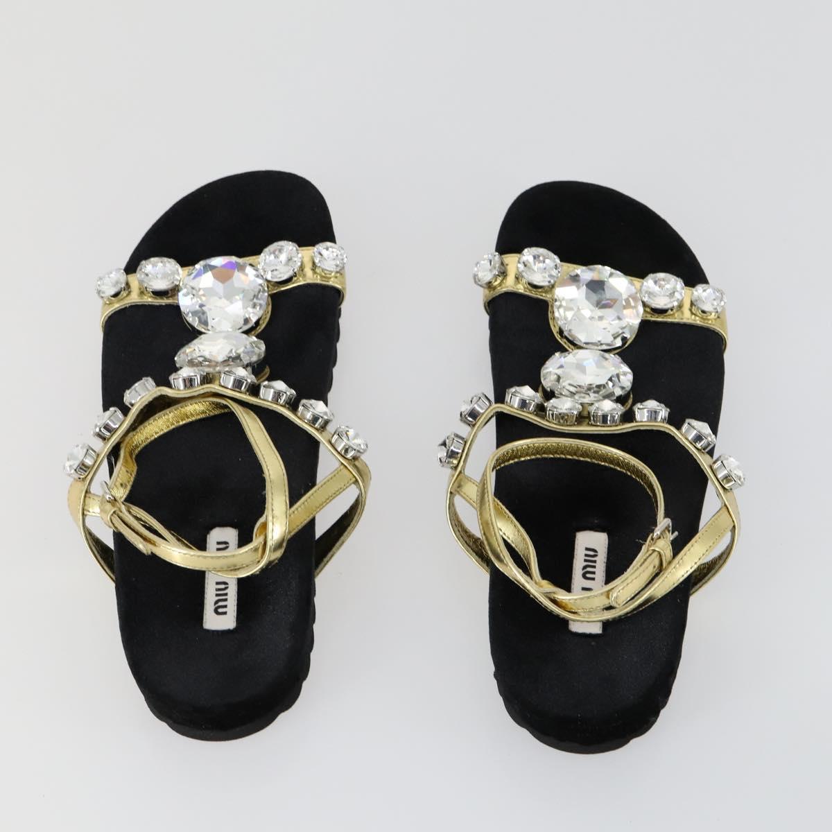 Miu Miu Sandals Leather Suede Black Auth bs32095