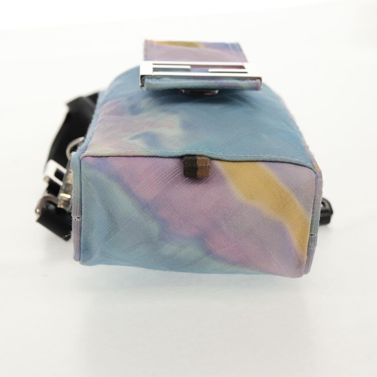 FENDI Zucca Canvas Shoulder Bag Blue Silver Auth bs32097V