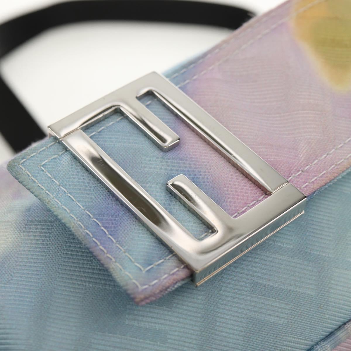 FENDI Zucca Canvas Shoulder Bag Blue Silver Auth bs32097V