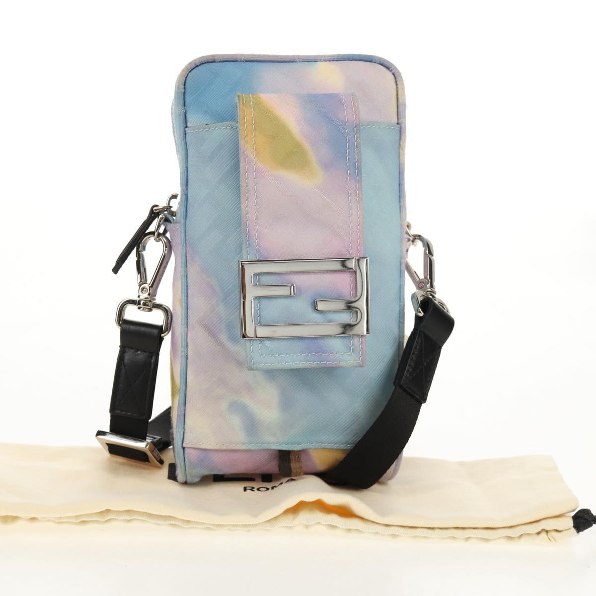 FENDI Zucca Canvas Shoulder Bag Blue Silver Auth bs32097V