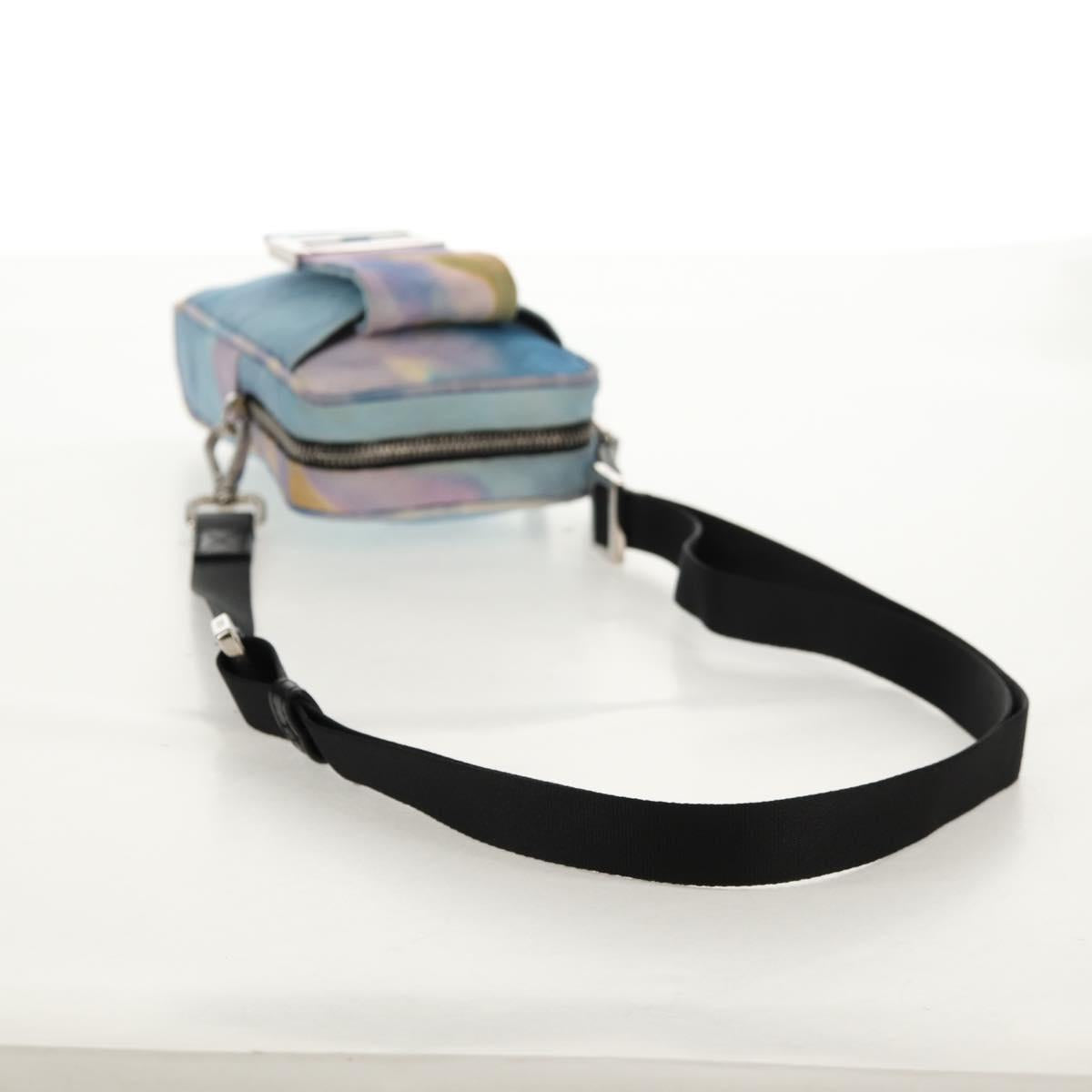 FENDI Zucca Canvas Shoulder Bag Blue Silver Auth bs32097V