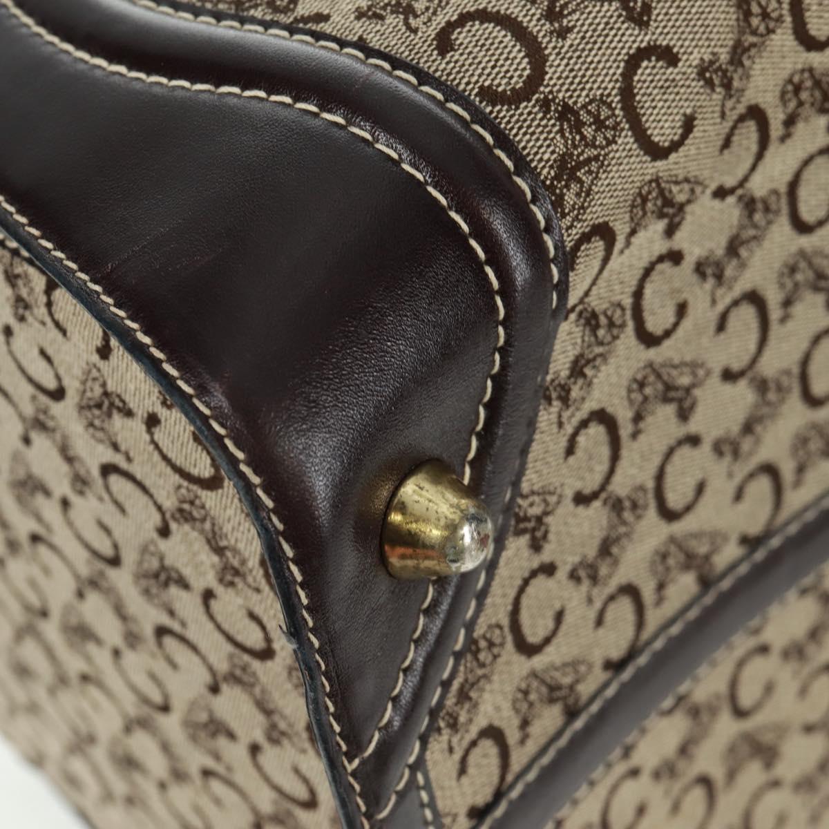 CELINE C Sulky Boston Bag Canvas Brown Gold Auth bs32098