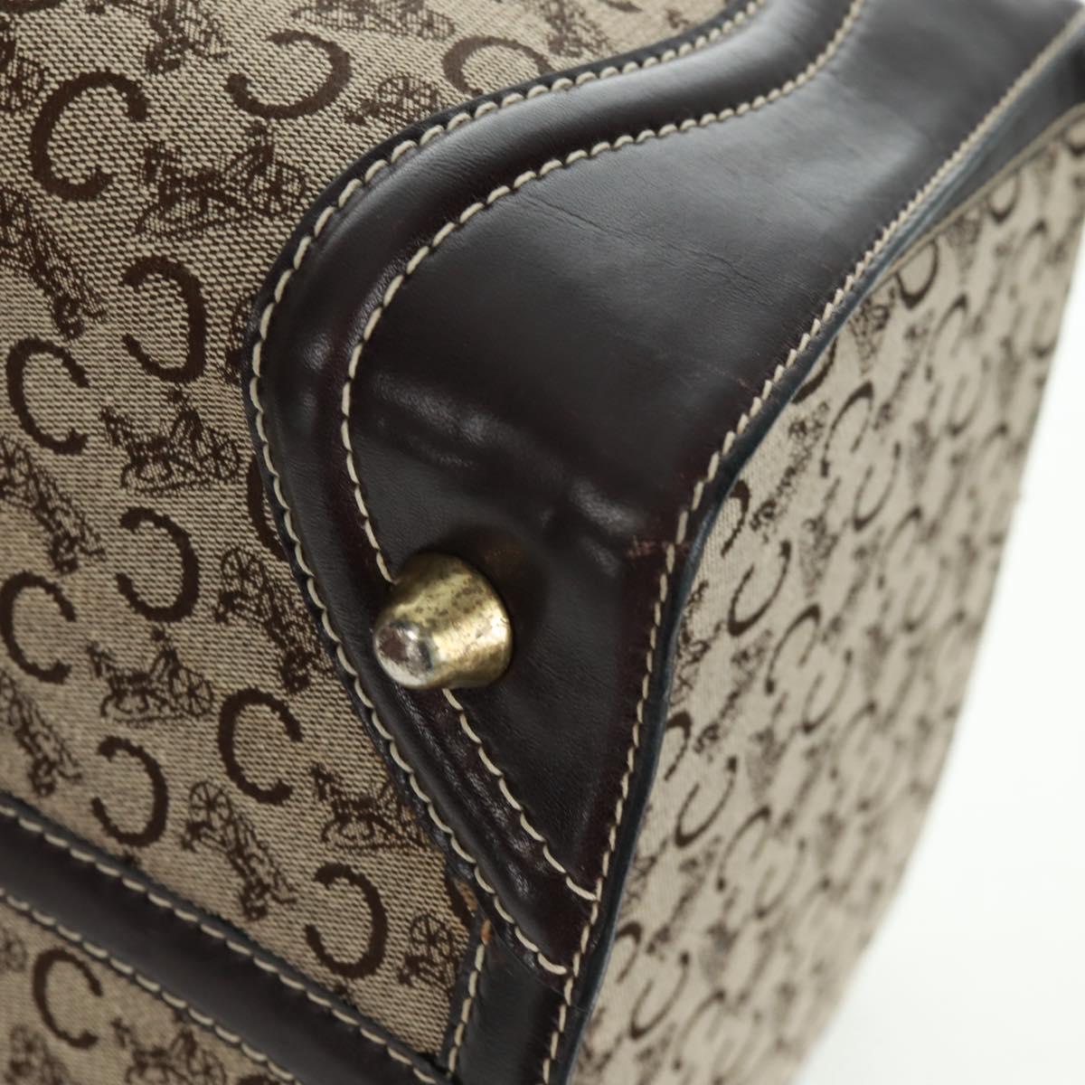 CELINE C Sulky Boston Bag Canvas Brown Gold Auth bs32098