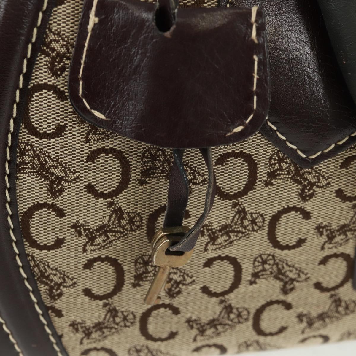 CELINE C Sulky Boston Bag Canvas Brown Gold Auth bs32098