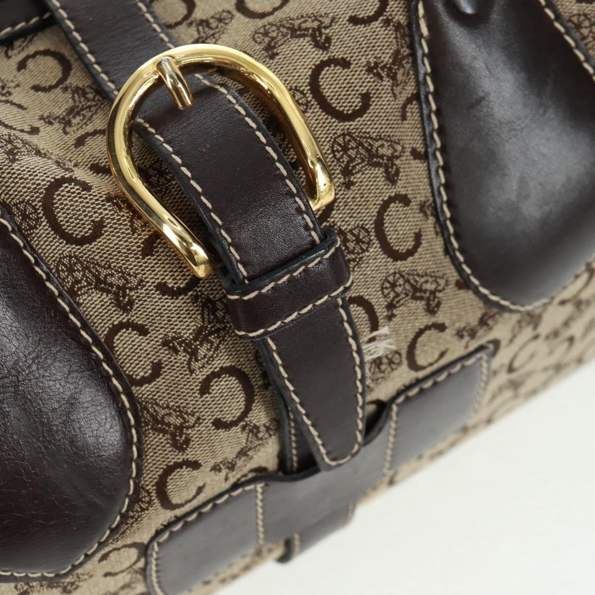 CELINE C Sulky Boston Bag Canvas Brown Gold Auth bs32098