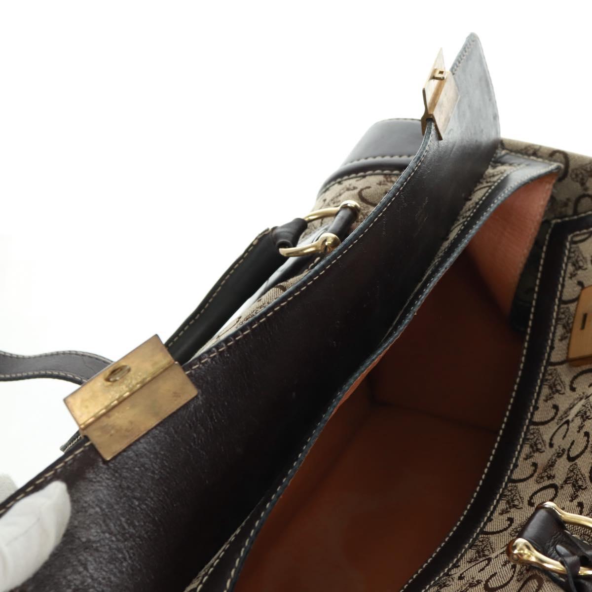 CELINE C Sulky Boston Bag Canvas Brown Gold Auth bs32098