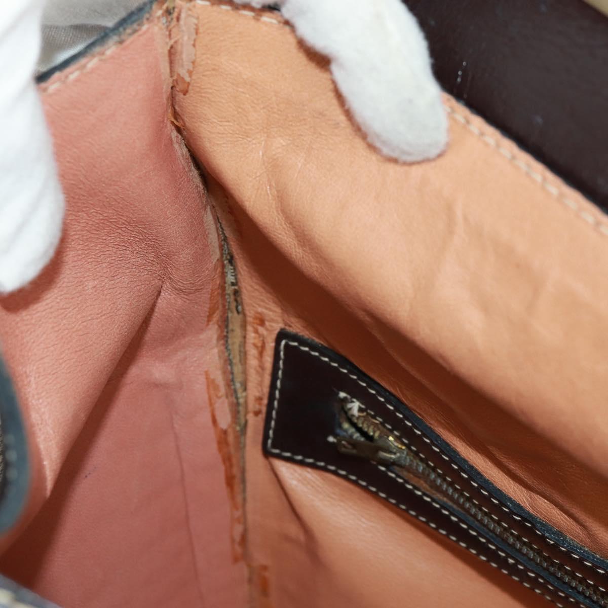 CELINE C Sulky Boston Bag Canvas Brown Gold Auth bs32098