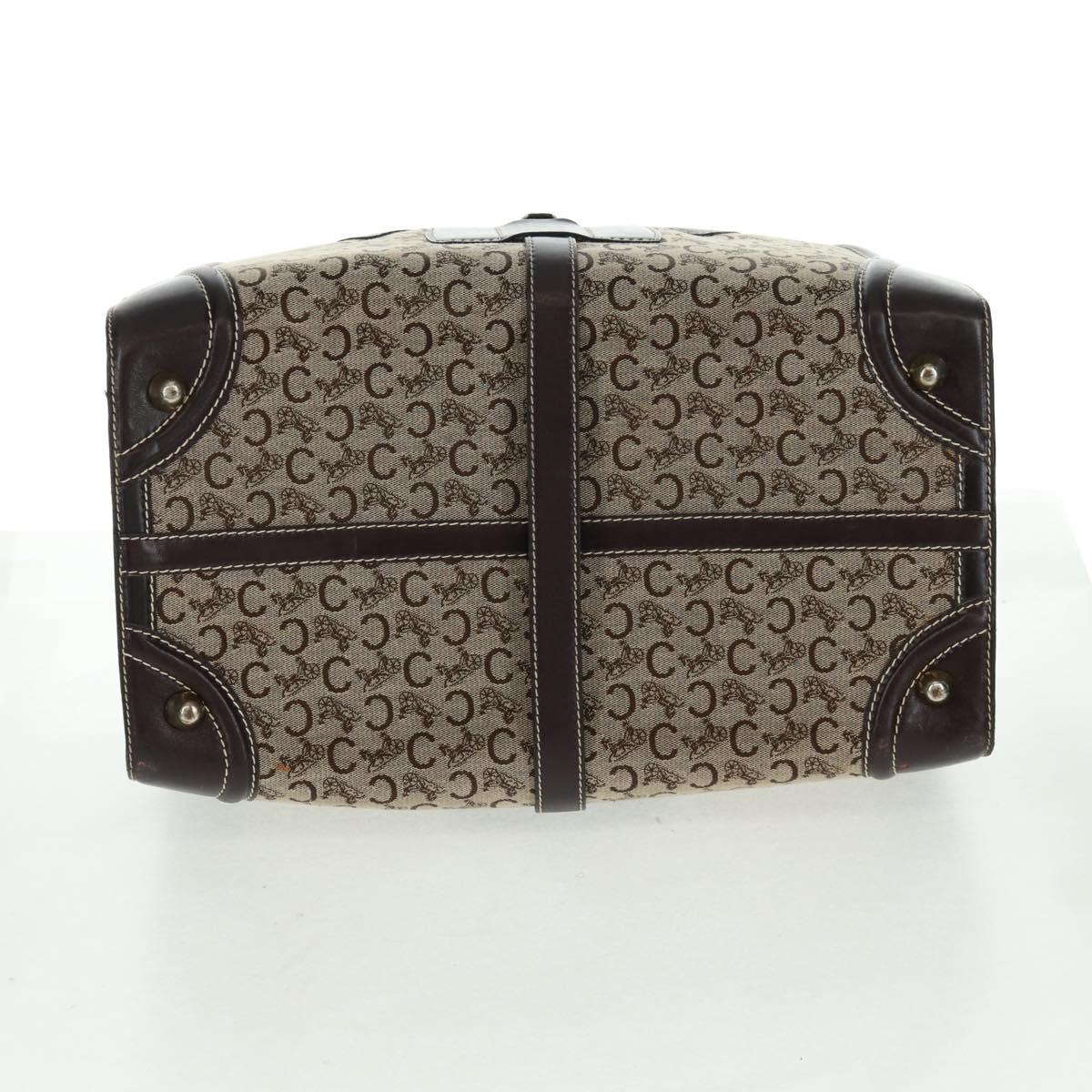 CELINE C Sulky Boston Bag Canvas Brown Gold Auth bs32098