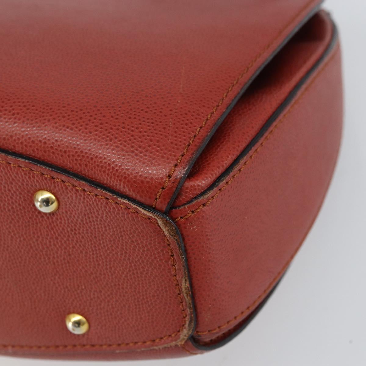 CELINE Hand Bag Leather Red Gold Auth bs32099