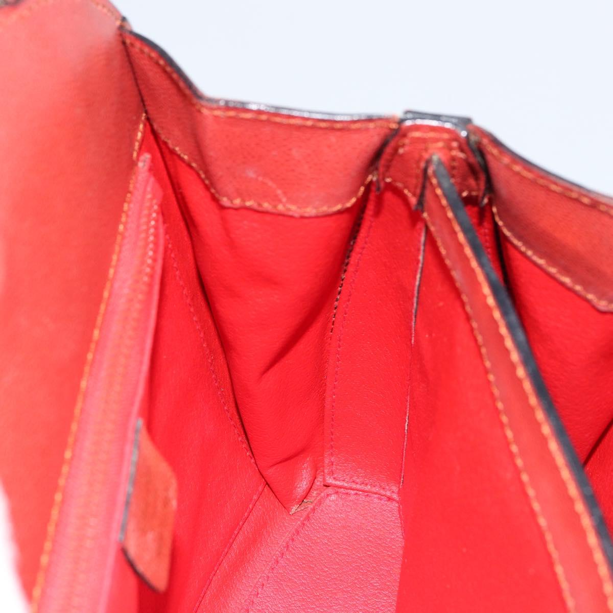 CELINE Hand Bag Leather Red Gold Auth bs32099