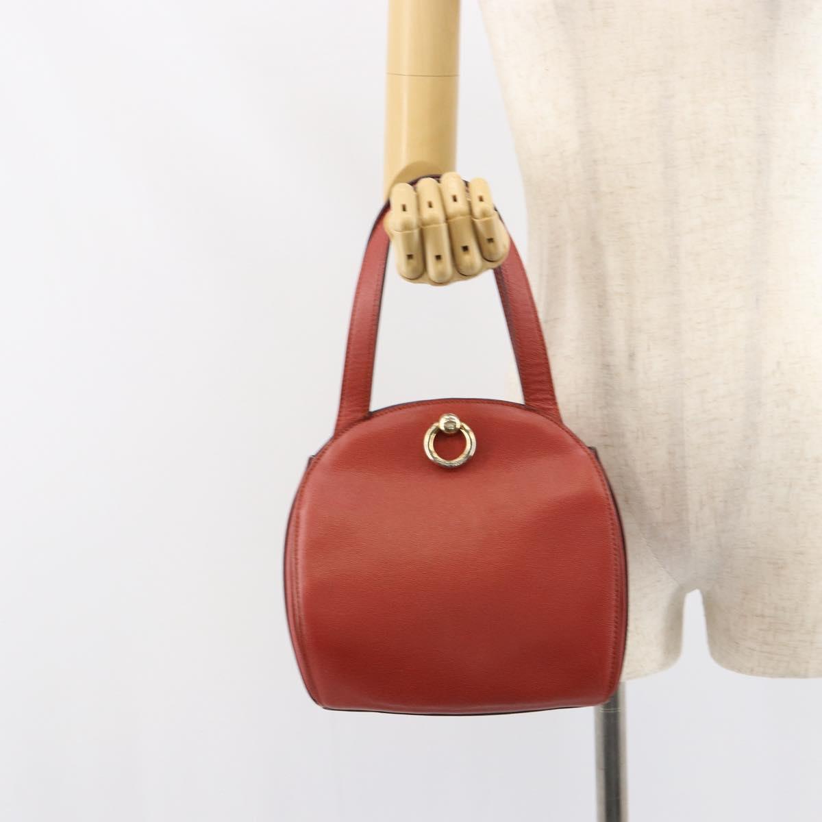 CELINE Hand Bag Leather Red Gold Auth bs32099