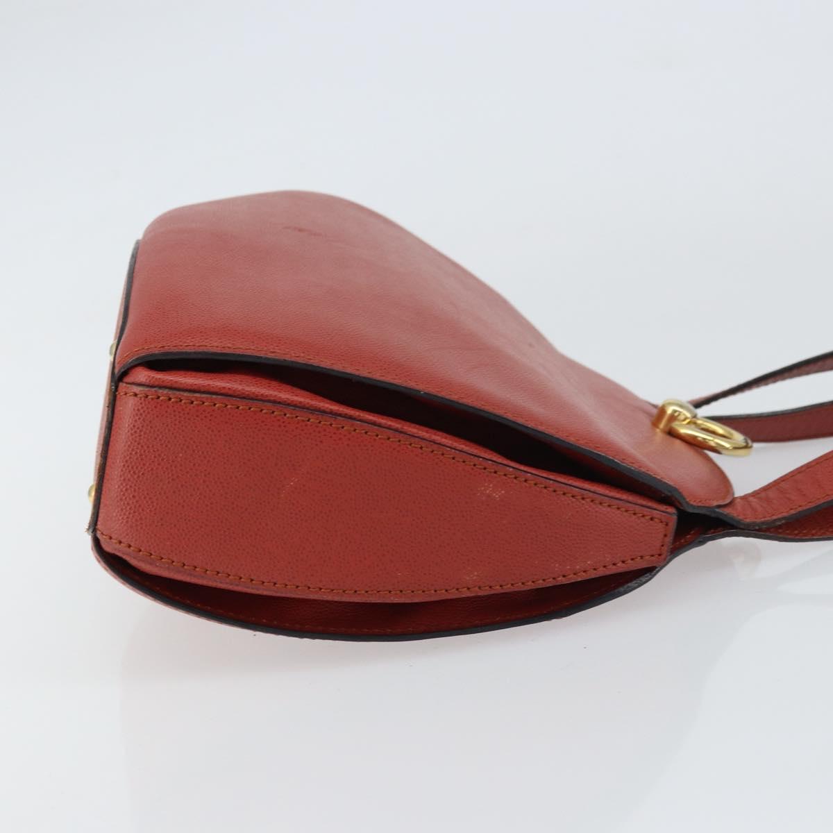 CELINE Hand Bag Leather Red Gold Auth bs32099