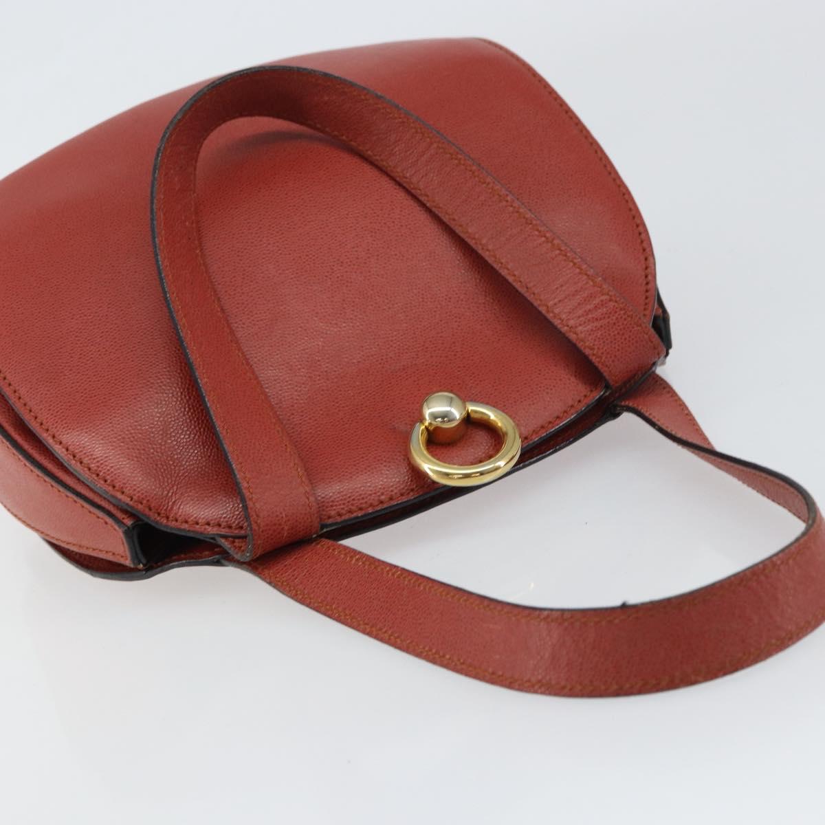 CELINE Hand Bag Leather Red Gold Auth bs32099