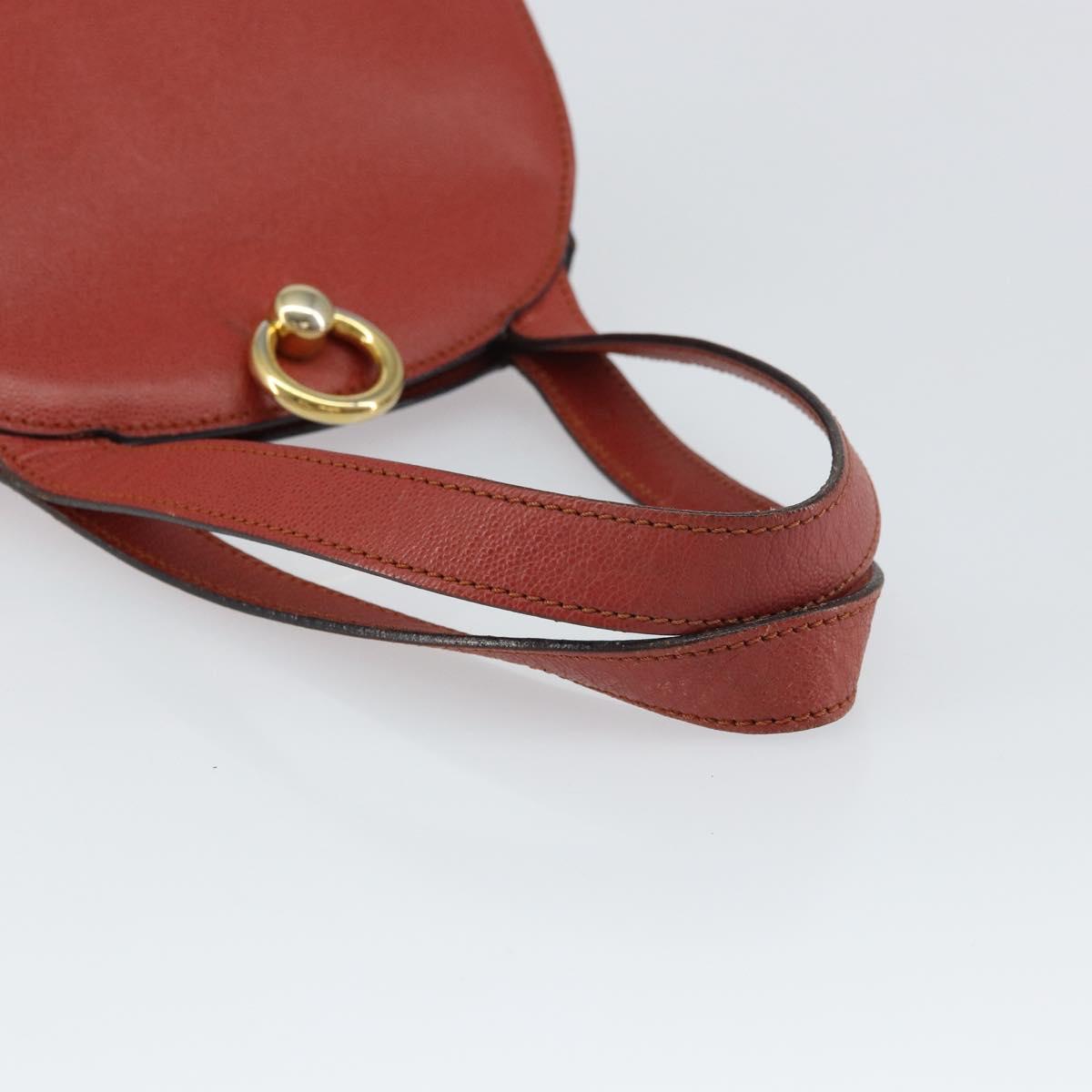 CELINE Hand Bag Leather Red Gold Auth bs32099