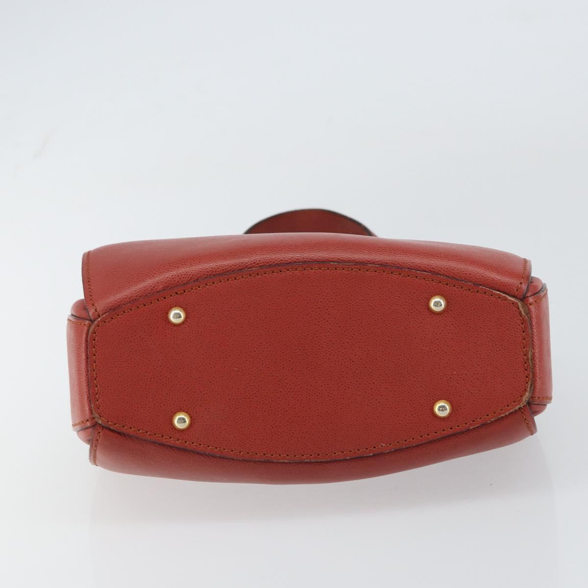 CELINE Hand Bag Leather Red Gold Auth bs32099