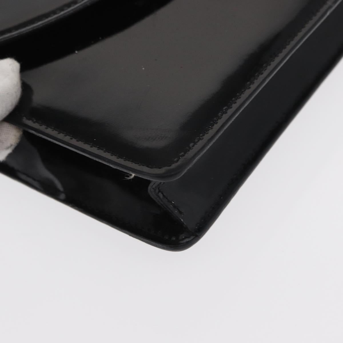 CELINE Clutch Bag Enamel Black Gold Auth bs32100