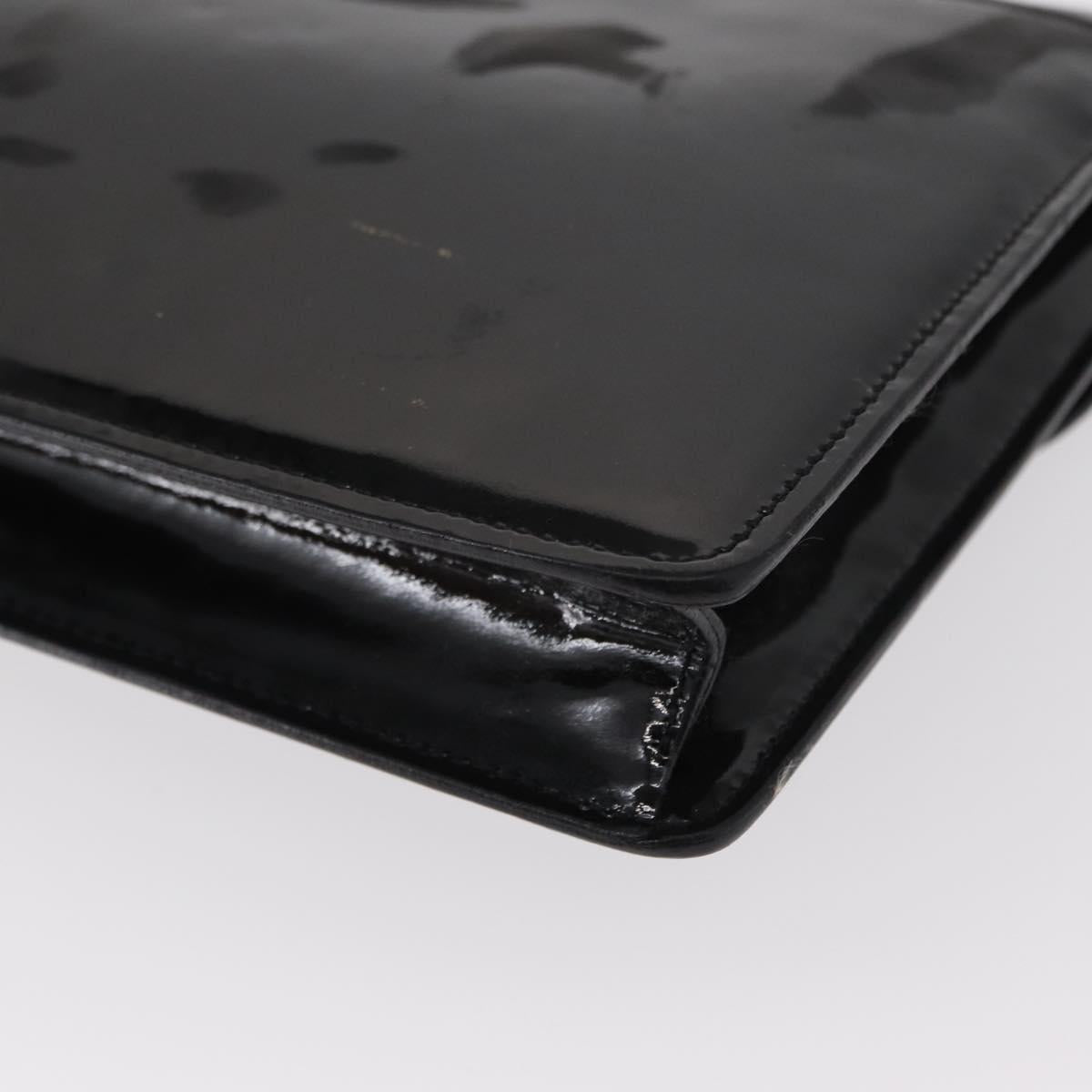 CELINE Clutch Bag Enamel Black Gold Auth bs32100