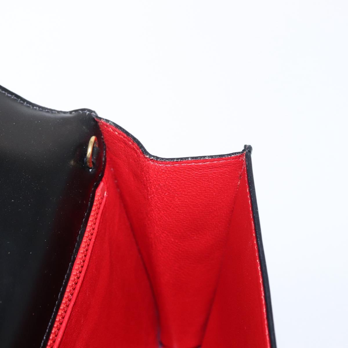 CELINE Clutch Bag Enamel Black Gold Auth bs32100