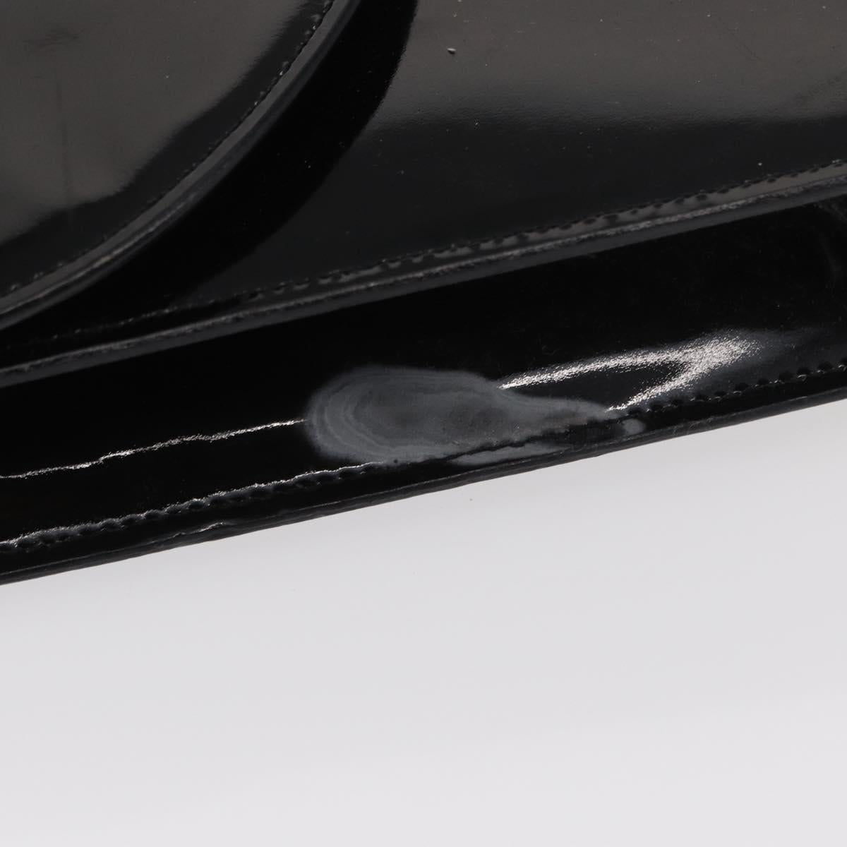 CELINE Clutch Bag Enamel Black Gold Auth bs32100
