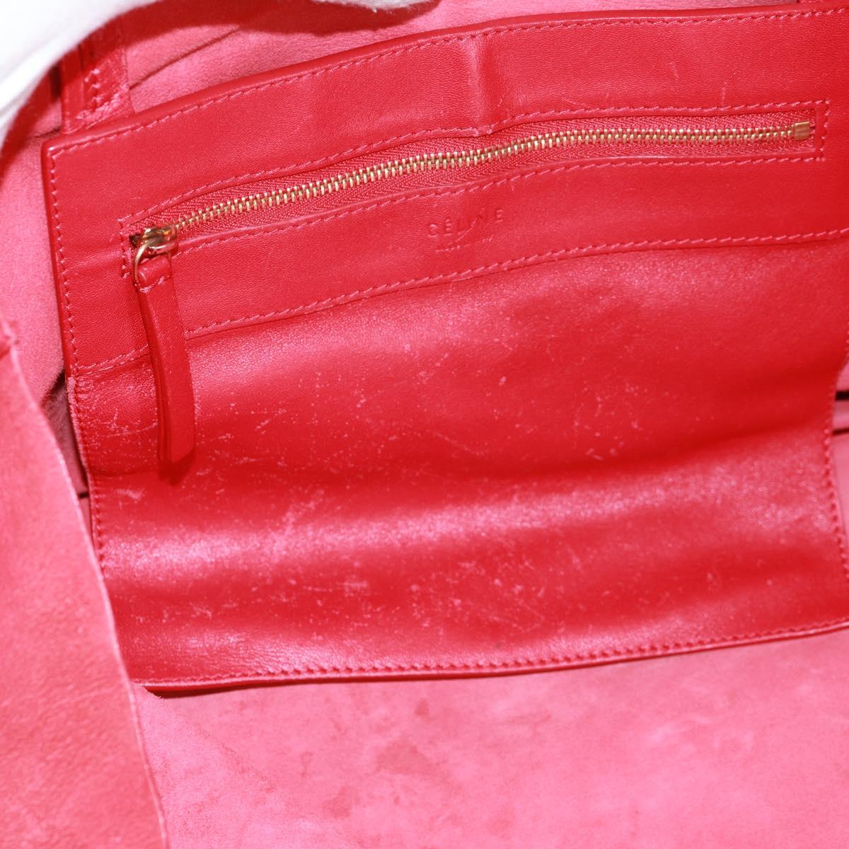 CELINE Horizontalkava Tote Bag Leather Red Gold Auth bs32104