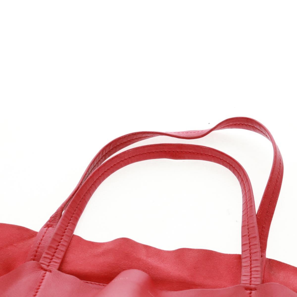 CELINE Horizontalkava Tote Bag Leather Red Gold Auth bs32104