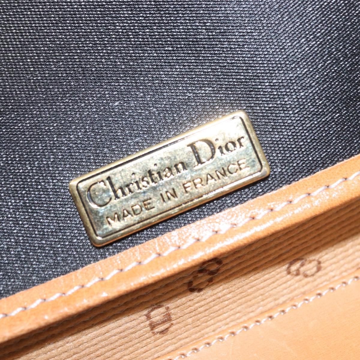 Christian Dior Chain Shoulder Bag Nylon Leather Black Gold Auth bs32108