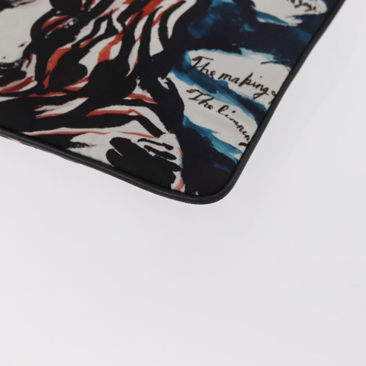 Christian Dior Clutch Bag Nylon RAYMOND PETTIBON Blue Silver Auth bs32109