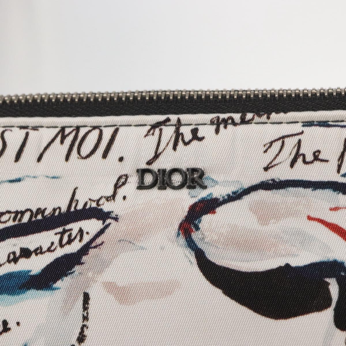 Christian Dior Clutch Bag Nylon RAYMOND PETTIBON Blue Silver Auth bs32109